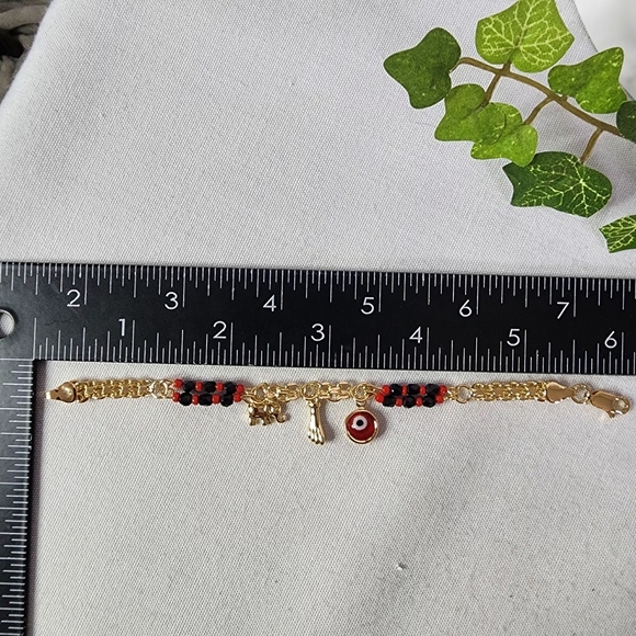 Gold Filled Child's Azabache Protection Bracelet - Picture 6 of 8